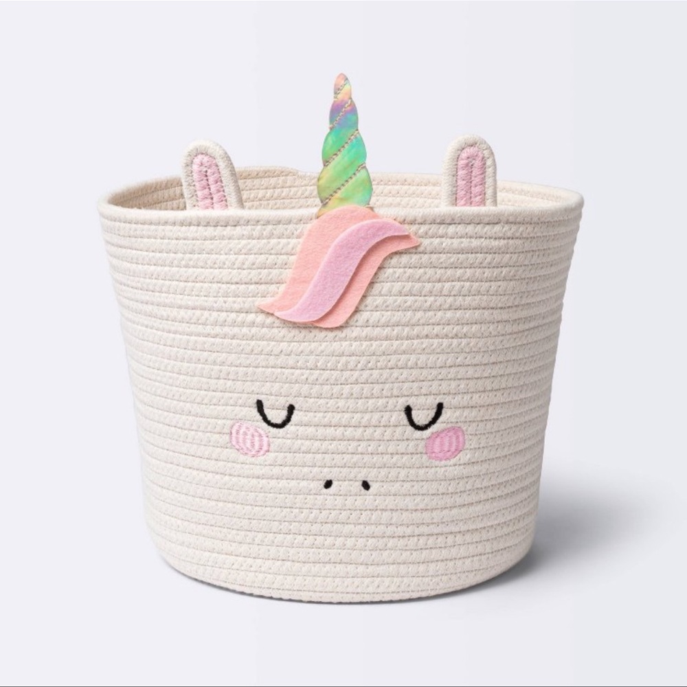 Coiled Thick Rope Medium Round Storage Decorative Basket-Unicorn